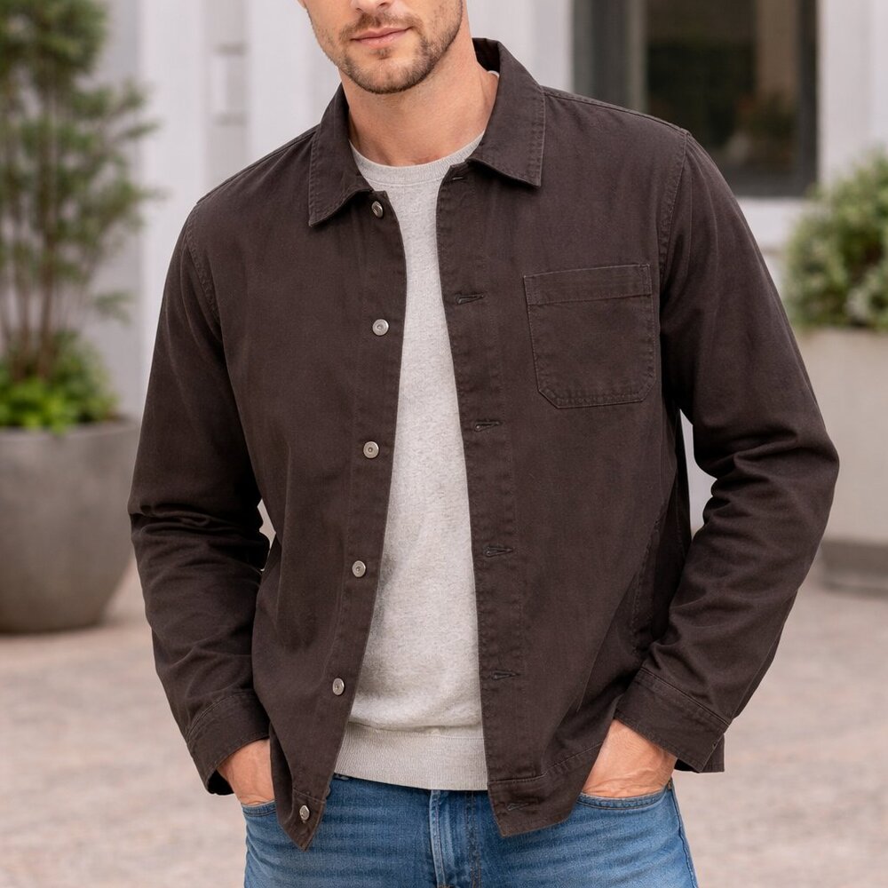 Alesbury Arlo Mens 2XL‎ Brown Cotton Canvas Chore Jacket Work Shirt Coat